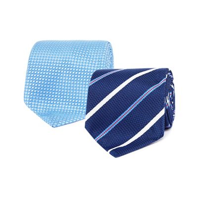 Pack of two blue textured ties